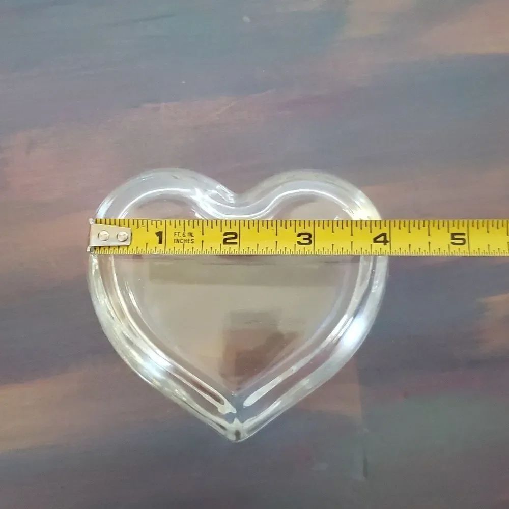 Vintage Heavy Glass Heart Trinket Dish - Picture 5 of 6